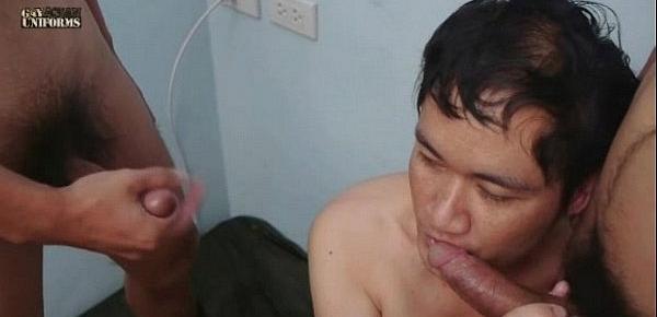  Asian Military In A Threesome